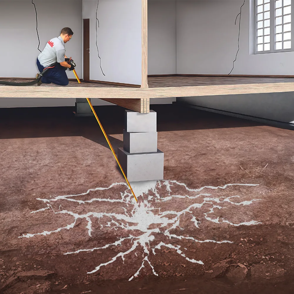 Floor pier repairs — GeoPoly™ resin stabilising sub-floor piers and levelling timber floors
