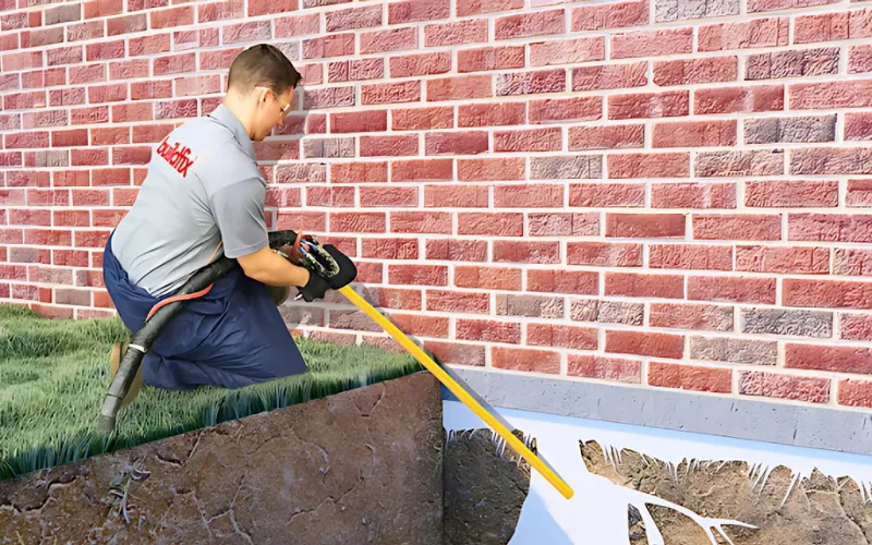 Underpinning — GeoPoly™ resin injection lifting and stabilising a brick home foundation